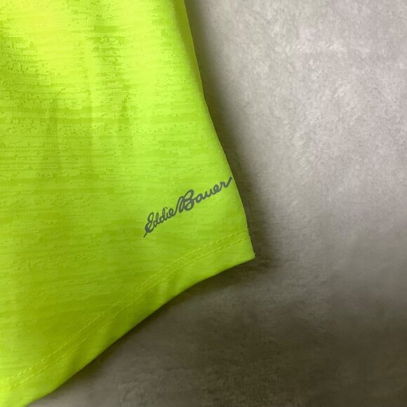 Eddie Bauer V-Neck Back Athletic Active Top Shirt Neon Yellow Women Size Small - Picture 3 of 11
